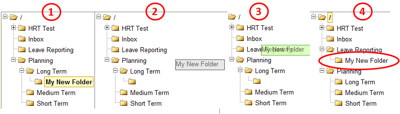 Moving a folder by using drag and drop