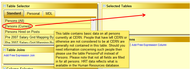 Adding a table to an IC report