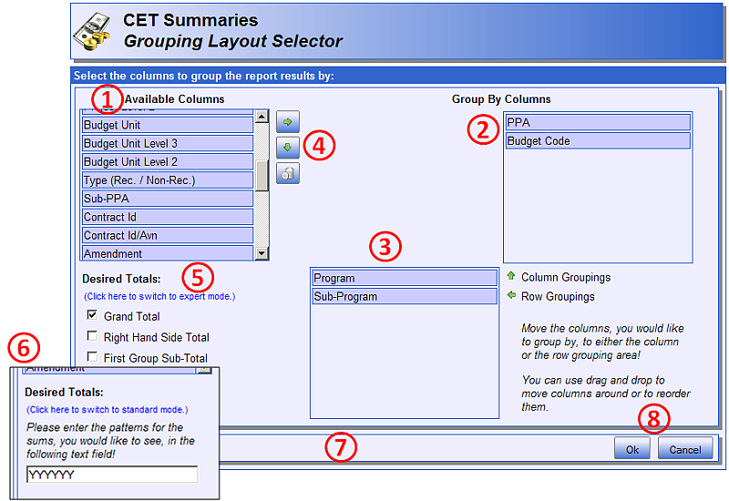 Pivot layout selection screen