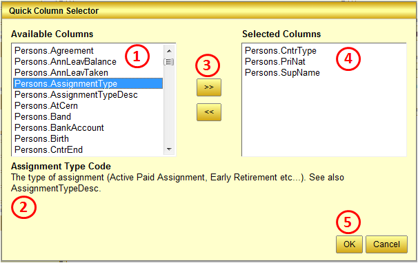 IC Editor Quick Column Selector