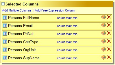 All selected columns in the desired order